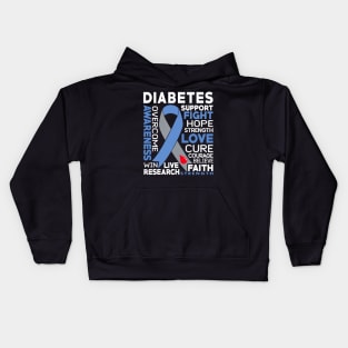 Fight Hope Love Cure Diabetes Awareness Riboon Kids Hoodie